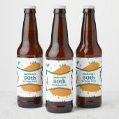 50e verjaardagsfeestje Retro Mid Century Any Age Bier Etiket (Flessen)