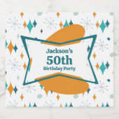 50e verjaardagsfeestje Retro Mid Century Any Age Bier Etiket (Enkel label)