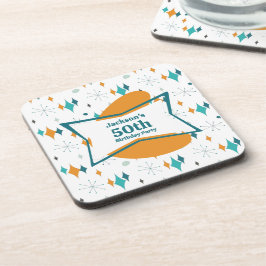 50e verjaardagsfeestje Retro Mid Century Any Age Bier Onderzetter