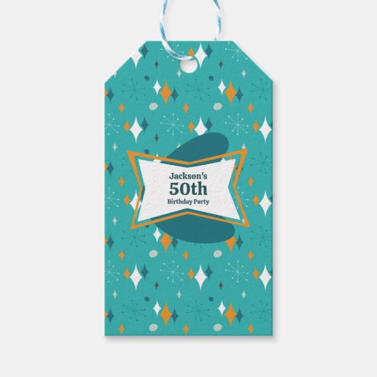 50e verjaardagsfeestje Retro Mid Century Any Age Cadeaulabel (Voorkant)