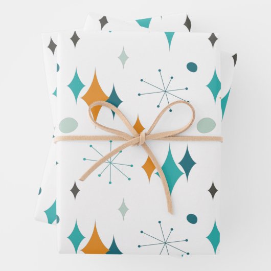 50e verjaardagsfeestje Retro Mid Century Any Age Inpakpapier Vel (In situ)