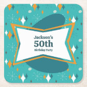 50e verjaardagsfeestje Retro Mid Century Any Age Kartonnen Onderzetters (Voorkant)