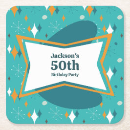 50e verjaardagsfeestje Retro Mid Century Any Age Kartonnen Onderzetters