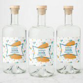 50e verjaardagsfeestje Retro Mid Century Any Age Likeurfles Etiket (Flessen)