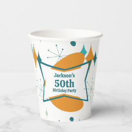 50e verjaardagsfeestje Retro Mid Century Any Age Papieren Bekers