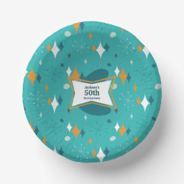 50e verjaardagsfeestje Retro Mid Century Any Age Papieren Kommen