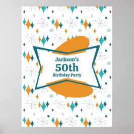 50e verjaardagsfeestje Retro Mid Century Any Age Poster