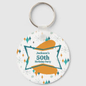 50e verjaardagsfeestje Retro Mid Century Any Age Sleutelhanger (Voorkant)