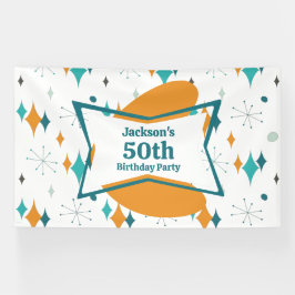 50e verjaardagsfeestje Retro Mid Century Any Age Spandoek
