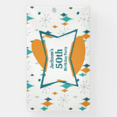 50e verjaardagsfeestje Retro Mid Century Any Age Spandoek (Verticaal)
