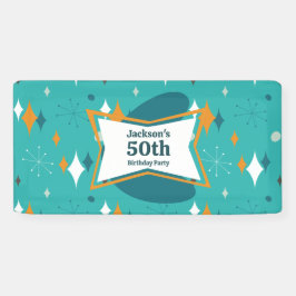 50e verjaardagsfeestje Retro Mid Century Any Age Spandoek