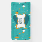 50e verjaardagsfeestje Retro Mid Century Any Age Spandoek (Verticaal)