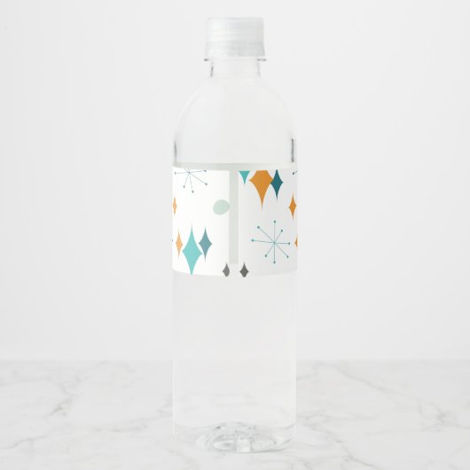 50e verjaardagsfeestje Retro Mid Century Any Age Waterfles Etiket (Achterkant)