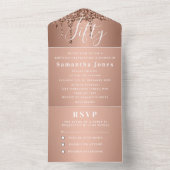 50e verjaardagsfeestje Roos Goud Bold Chic Modern All In One Uitnodiging (Binnen)