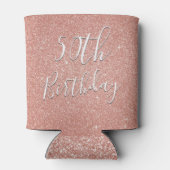 50e verjaardagsfeestje Roos gouden blush roze glit Blikjeskoeler (Achterkant)