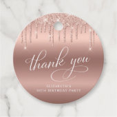 50e verjaardagsfeestje Roos gouden glitter dank u Bedankjes Labels (Voorkant)