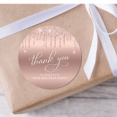 50e verjaardagsfeestje Roos gouden glitter dank u Ronde Sticker