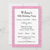 50e verjaardagsfeestje roze/wit nummerpatroon kaart (Voorkant)