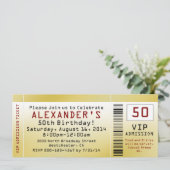 50e verjaardagsfeestje Smooth Gold Ticket uitnodig Kaart (Staand voorkant)