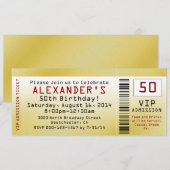 50e verjaardagsfeestje Smooth Gold Ticket uitnodig Kaart (Voorkant / Achterkant)