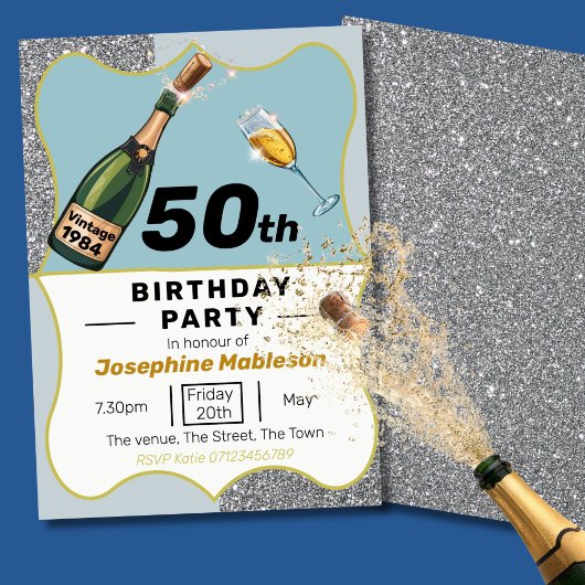 50e verjaardagsfeestje  stijl kaart