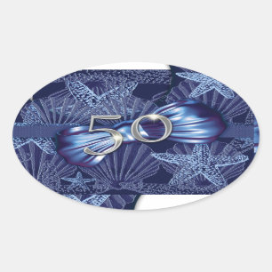 50e verjaardagsfeestje strandviering ovale sticker