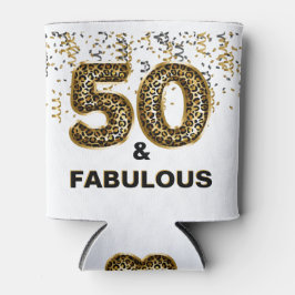 50e verjaardagsfeestje Vijftig en Fabulous Leopard Blikjeskoeler