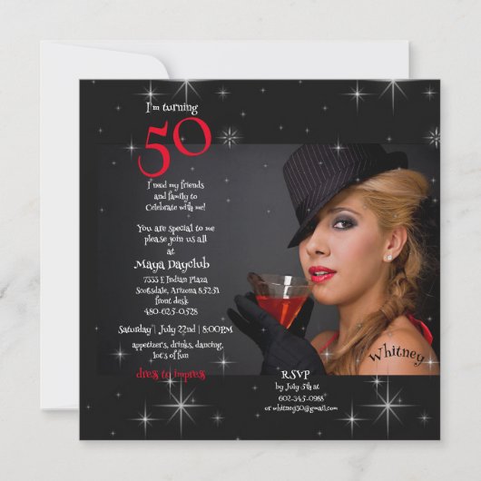 50e verjaardagsfeestje voor jong meisje cocktail u kaart (Voorkant)