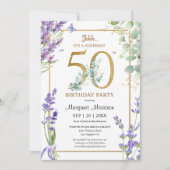 50e verjaardagsfeestje Waterverf Paarse lavendel Kaart (Voorkant)