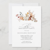 50e verjaardagsfeestje Witte pompoen Herfst Bloeme Kaart (Voorkant)