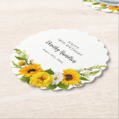 50e verjaardagsfeestje Zonnebloem Daisy Custom Kartonnen Onderzetters (Gekanteld)