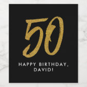 50e verjaardagsfeestje zwart goud gunst wijn etiket (Enkel label)