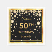 50e verjaardagsfeestje zwart gouden diamanten servet (Voorkant)