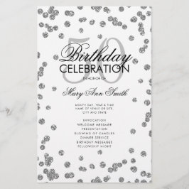 50e verjaardagsfeestprogramma Zilver Glitter met m Flyer