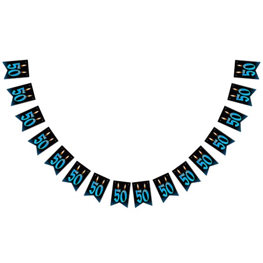 50e verjaardagskaarsen met oogballen vlaggetjes (Alle)
