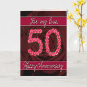 50e verjaardagskaart met rozen en bladeren kaart (Gele Bloem)