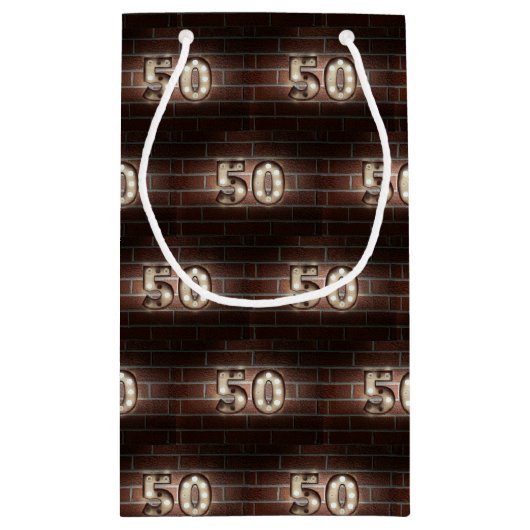 50e verjaardagsmarque lichten op baksteen klein cadeauzakje (Achterkant)