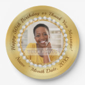 50e verjaardagspapier Borden, gepersonaliseerd 50e Papieren Bordje (Voorkant)