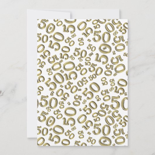 50e verjaardagspartij Goud/Wit Nummerpatroon Kaart (Achterkant)