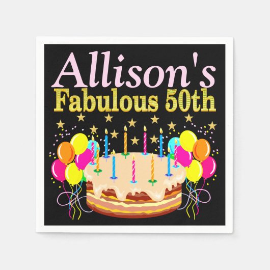 50E VERJAARDAGSTAART GEPERSONALISEERDE FEEST SERVE SERVET (Voorkant)
