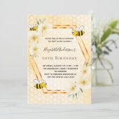 50e verjaardagstheefeestje honingraat hommels kaart (Staand voorkant)