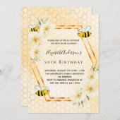 50e verjaardagstheefeestje honingraat hommels kaart (Voorkant / Achterkant)