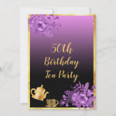 50e verjaardagstheefeestje uitnodiging zwarte paar (Voorkant)