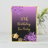 50e verjaardagstheefeestje uitnodiging zwarte paar (Staand voorkant)