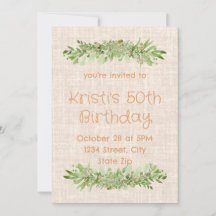 50e verjaardagsuitnodiging – Linen Greenery | Fift