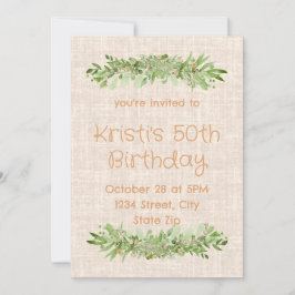 50e verjaardagsuitnodiging – Linen Greenery | Fift Kaart