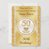 50e Verjaardagsuitnodigingen voor Haar Sjablonen,  Kaart (Voorkant)
