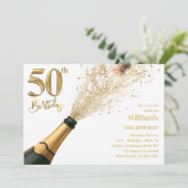 50E VERJAARDAGSUITNODIGINGEN VOOR HEM - CHAMPAGNE  KAART (Staand voorkant)