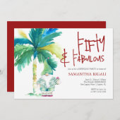50e Verjaardagsuitnodigingen Waterverf Palmboom Kaart (Voorkant / Achterkant)