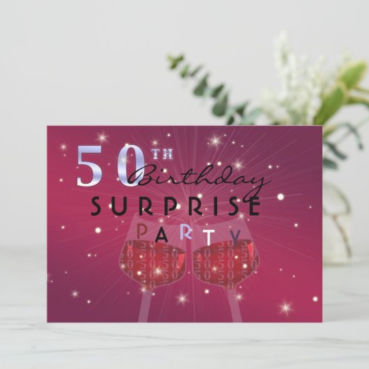 50e verjaardagsverrassingsfeestuitnodiging kaart (Staand voorkant)